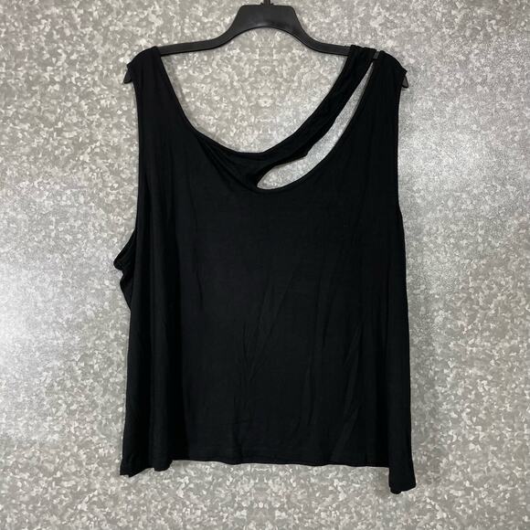 Eloquii NWT Black Plus Size Cutout Asymmetrical Strap Tank Top - Size 26/28 - Picture 7 of 7